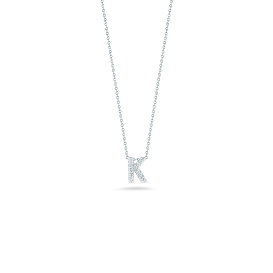 Roberto Coin Love Letter K Necklace in 18k White Gold & 0.05ct Diamonds