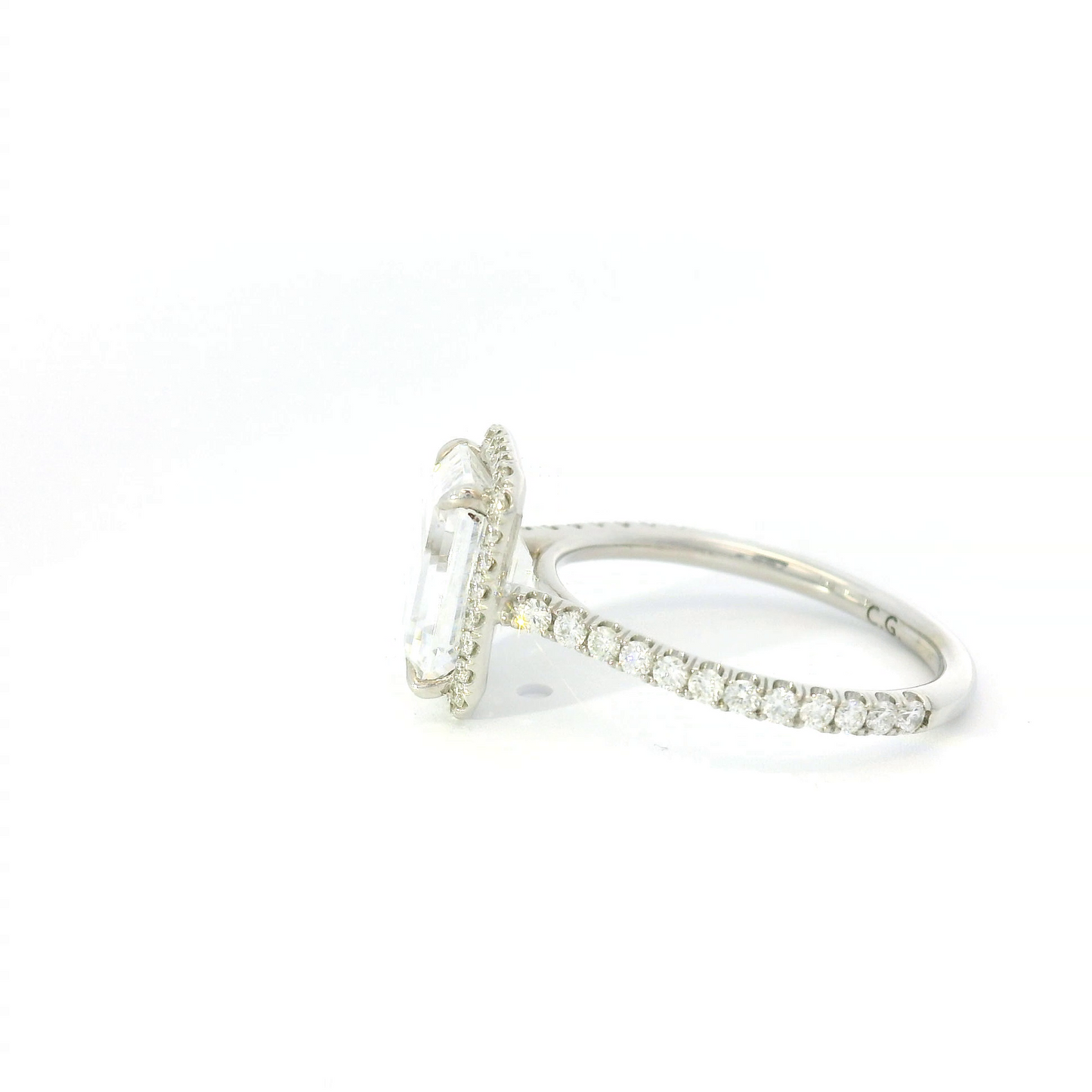 Couture Emerald Center w/ Diamond Halo & Cathedral Sides Engagement Ring Setting