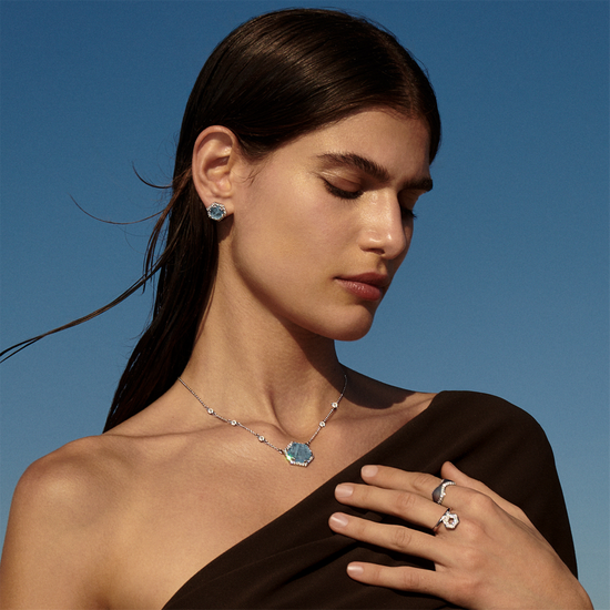 Jamie Turner Eclipse Aquamarine Pendant w/ Diamonds in 18k White Gold