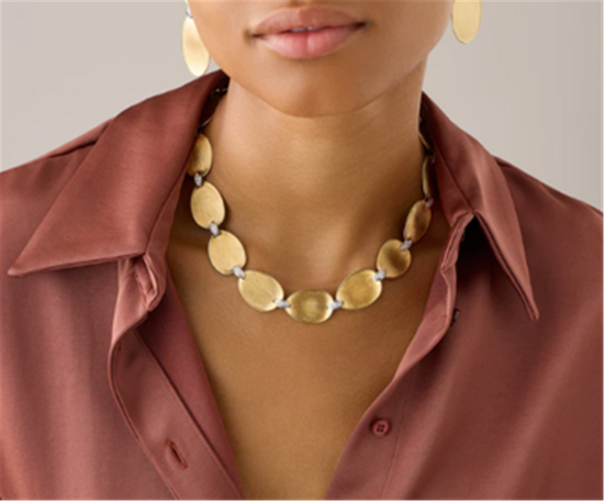 Marco Bicego Lunaria Large Collar Necklace with Diamonds in 18k Two-Tone Gold