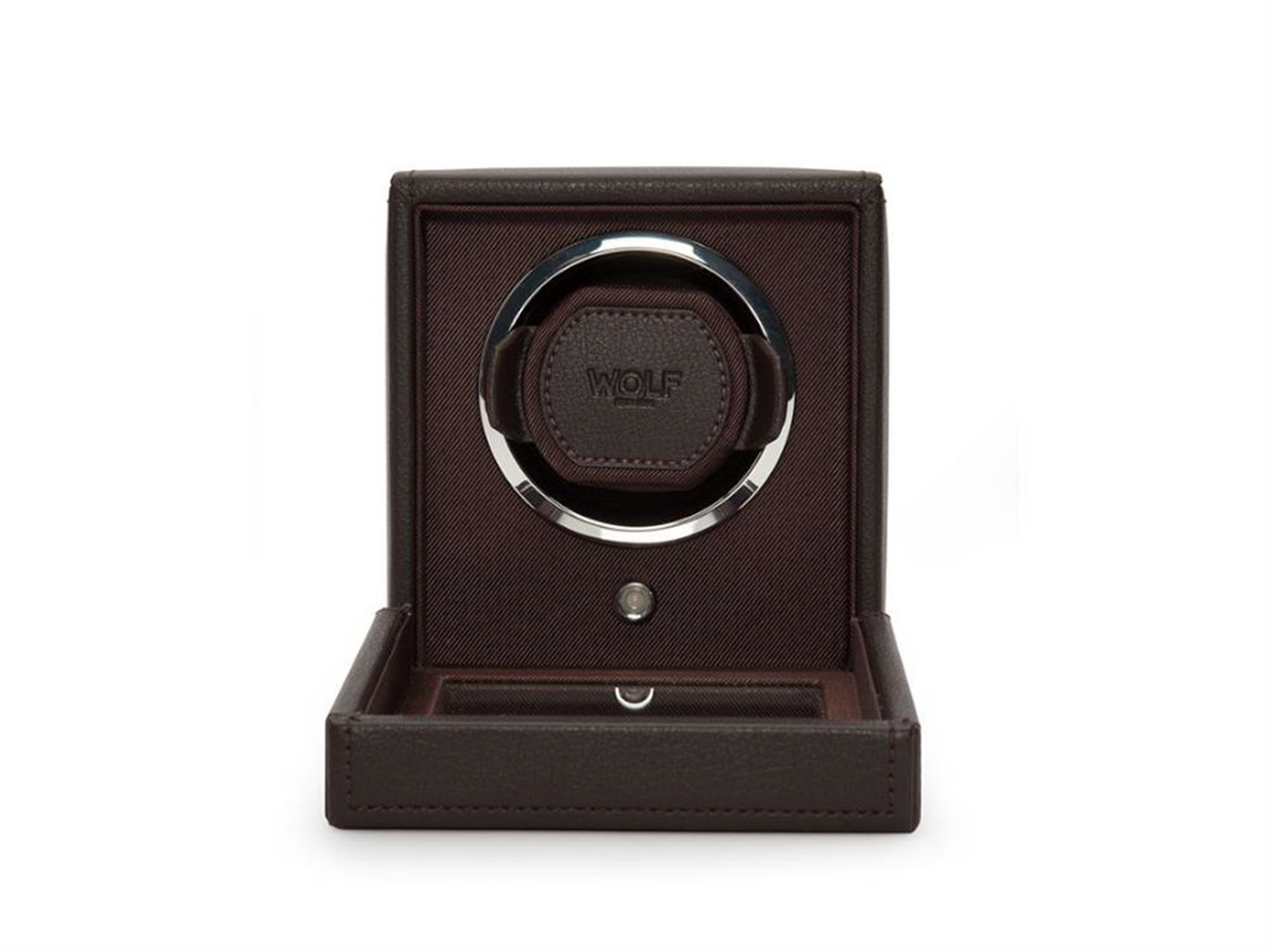 WOLF Brown Vegan Leather Cub Single Watch Winder w/ Cover