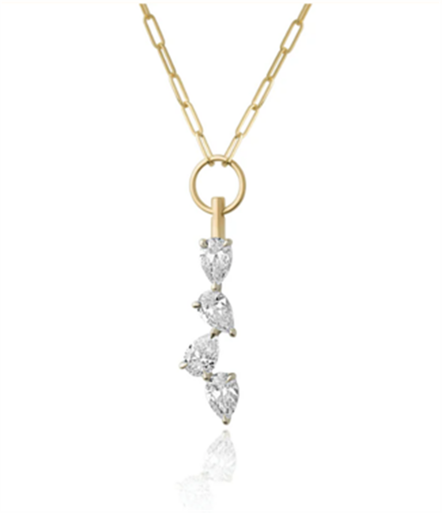 Phillips House 4 Pear Shaped 1.20ct Diamond Drop Necklace in 18k Yellow Gold & Platinum