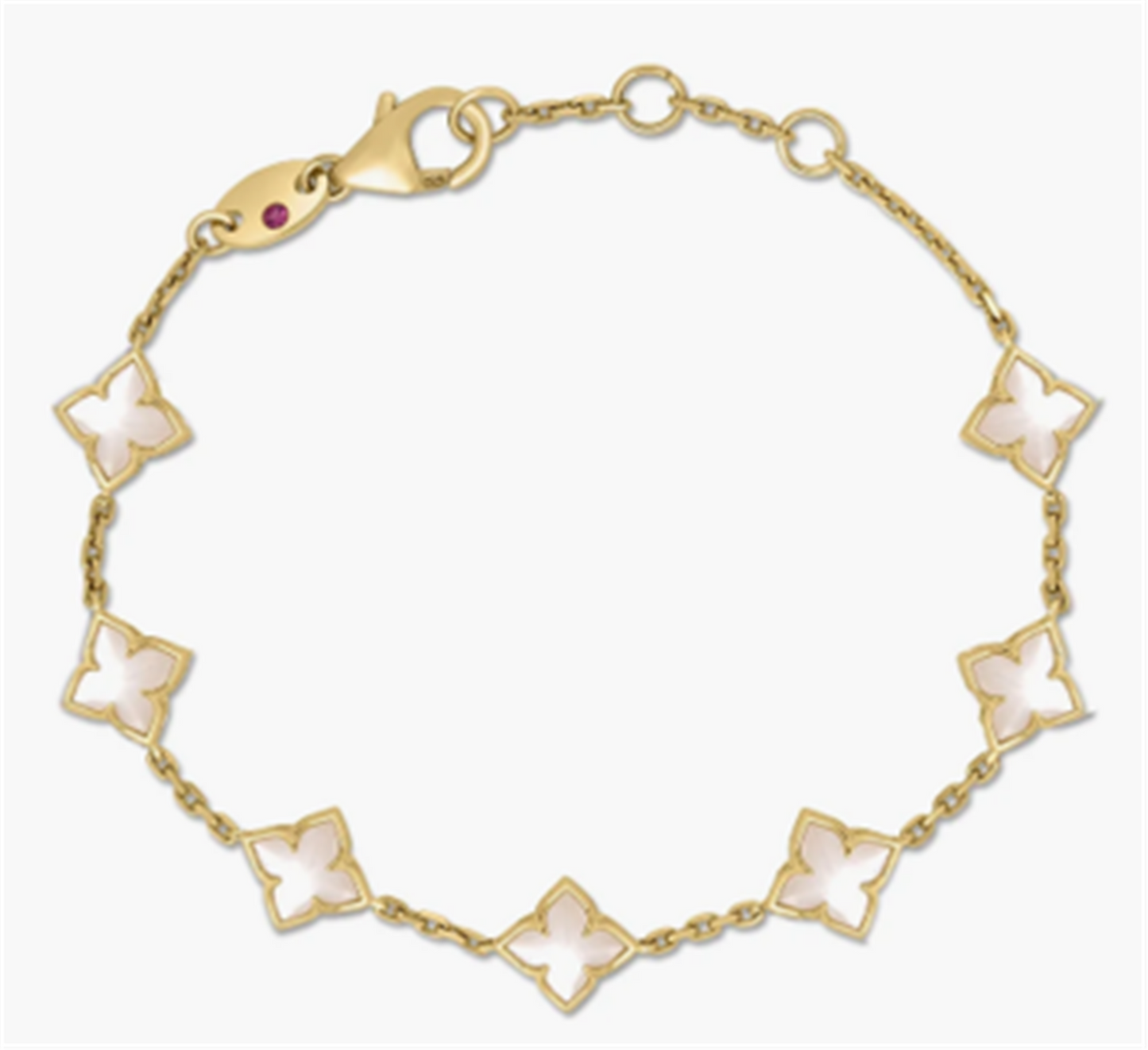 Roberto Coin Venetian Princess Mother of Pearl Flower Station Bracelet in 18k Yellow Gold