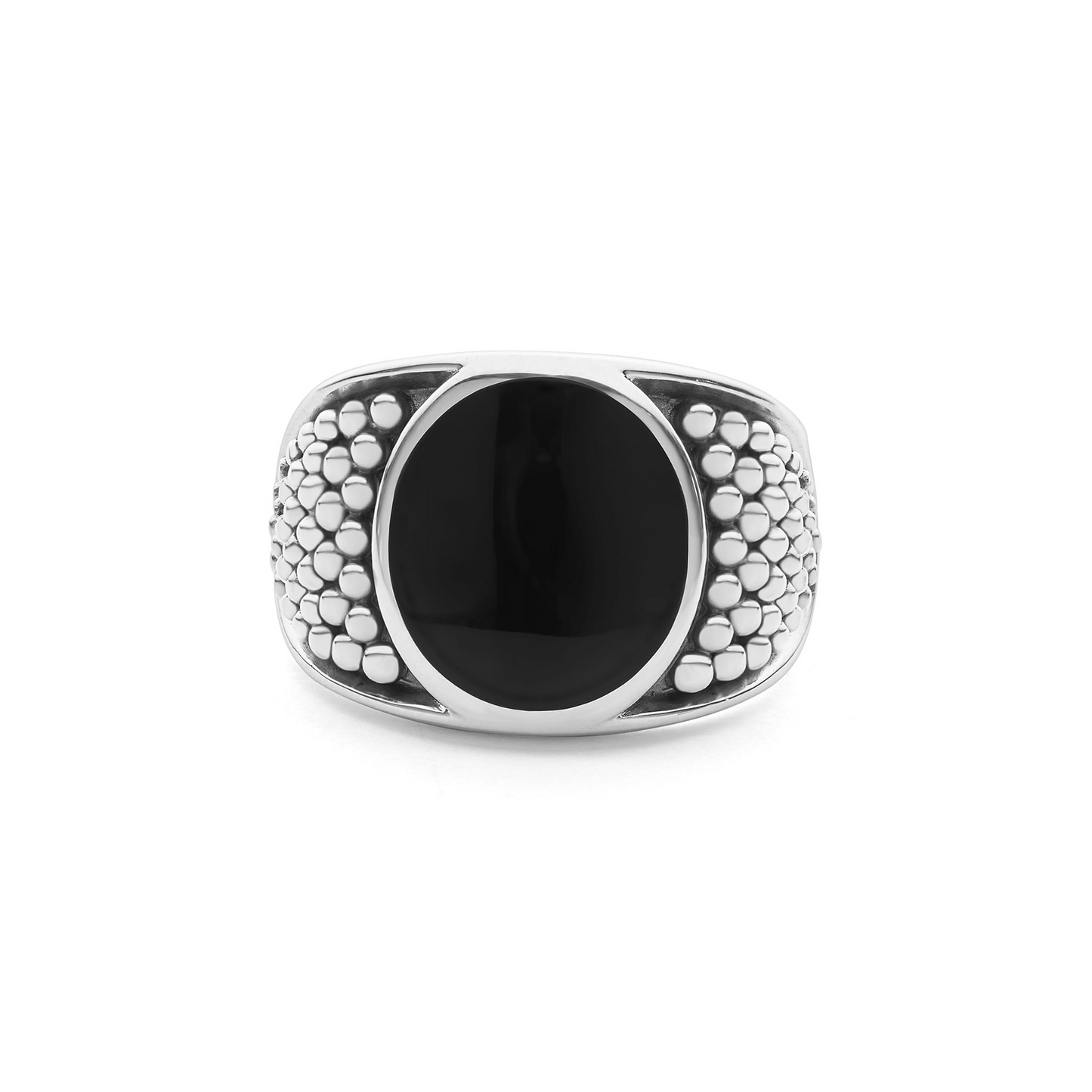 Lagos Black Agate Oval Band Ring
