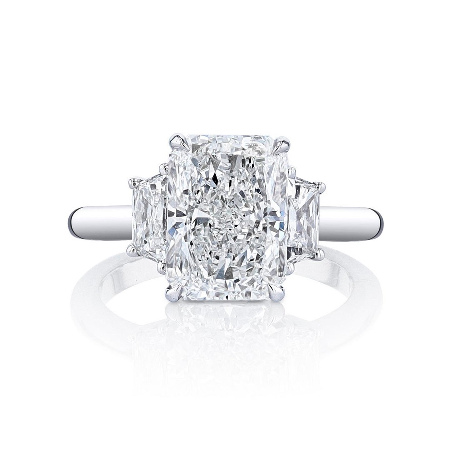 Joshua J Platinum 5ct Radiant-Cut Three Stone Ring