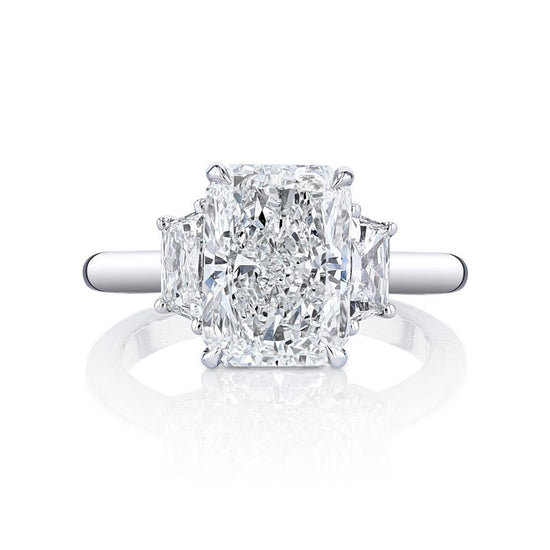 Joshua J Platinum 5ct Radiant-Cut Three Stone Ring