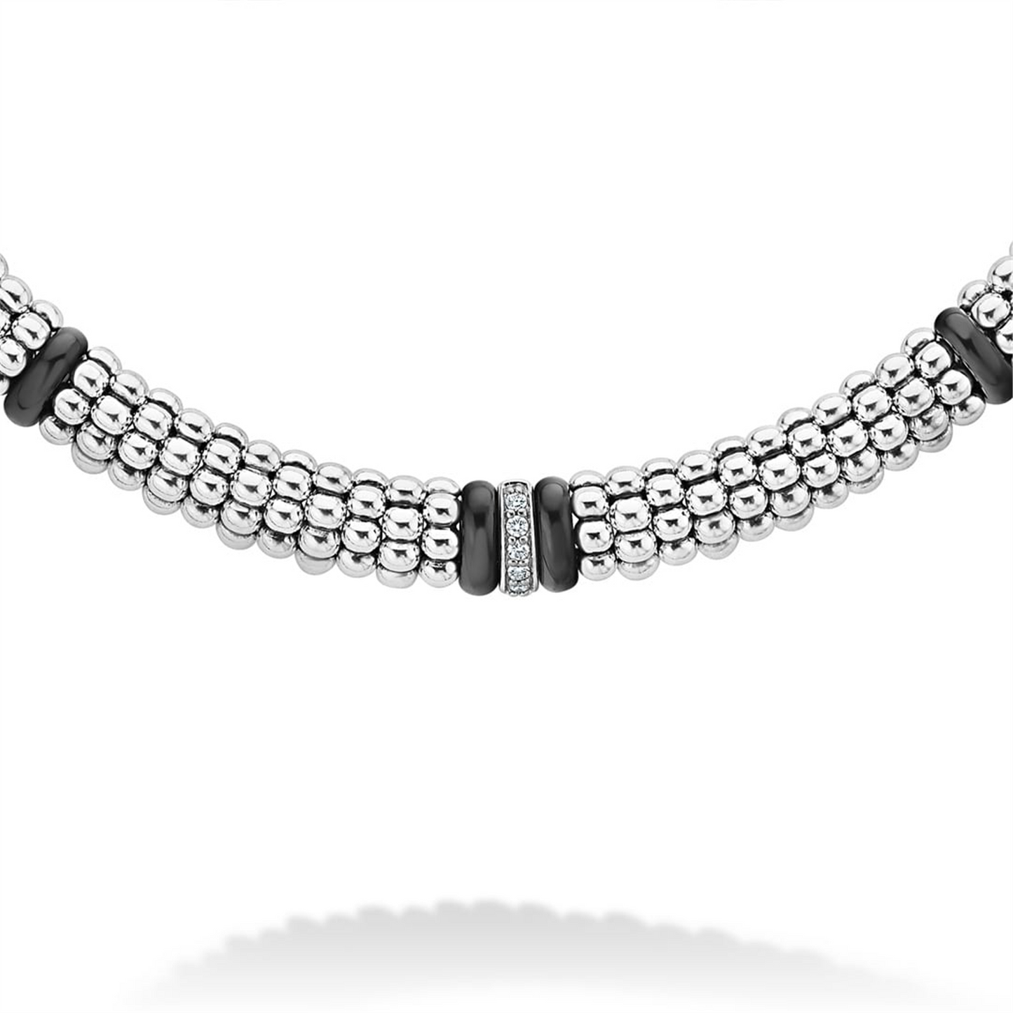 Lagos Black Single Station Diamond Caviar Necklace