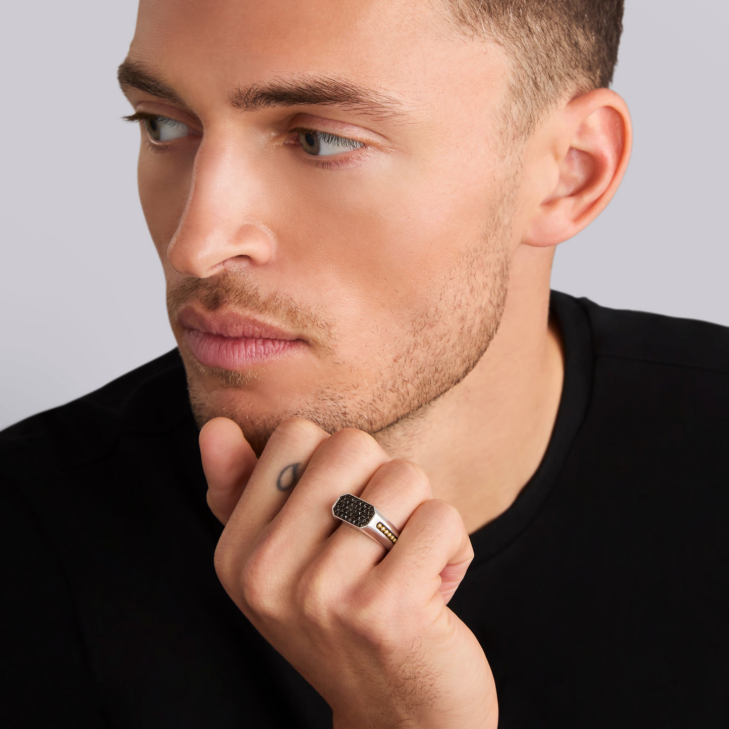 Lagos Two-Tone Octagon Black Diamond Ring