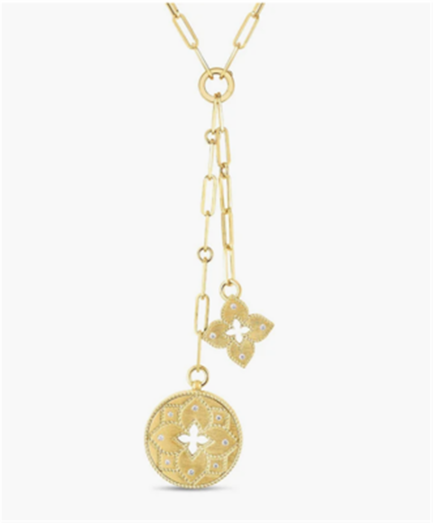 Roberto Coin Venetian Princess Double Diamond Pendant Necklace in 18k Yellow Gold