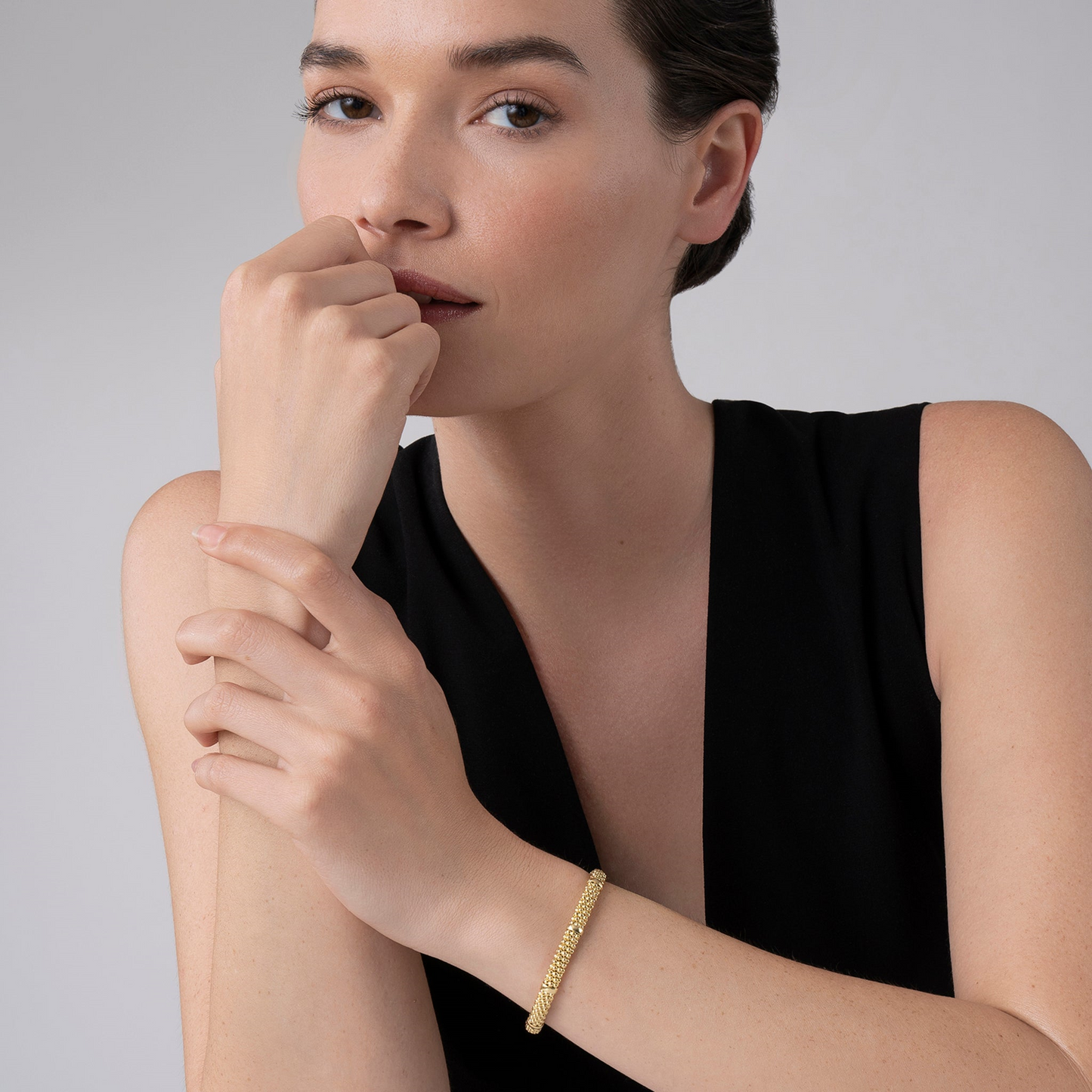 Lagos 18K Gold Station Caviar Bracelet