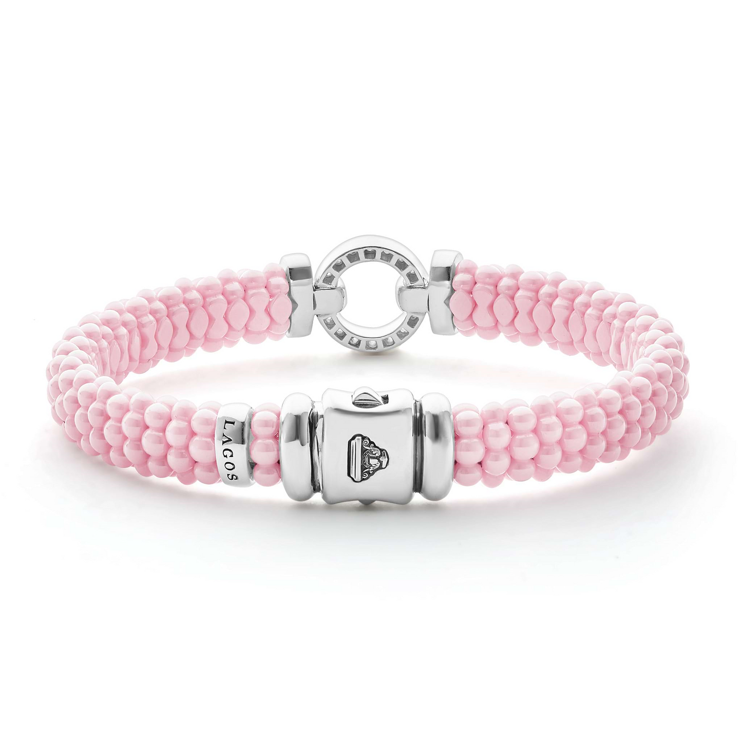 Lagos Pink Ceramic Diamond Circle Bracelet