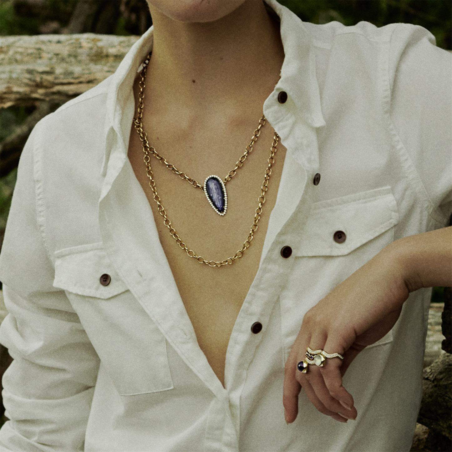 Jamie Turner Sparrow Aquamarine Pendant w/ Diamonds Necklace