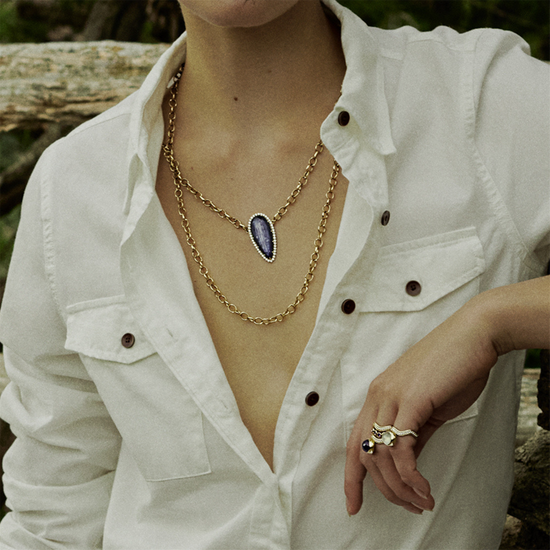 Jamie Turner Sparrow Aquamarine Pendant w/ Diamonds Necklace