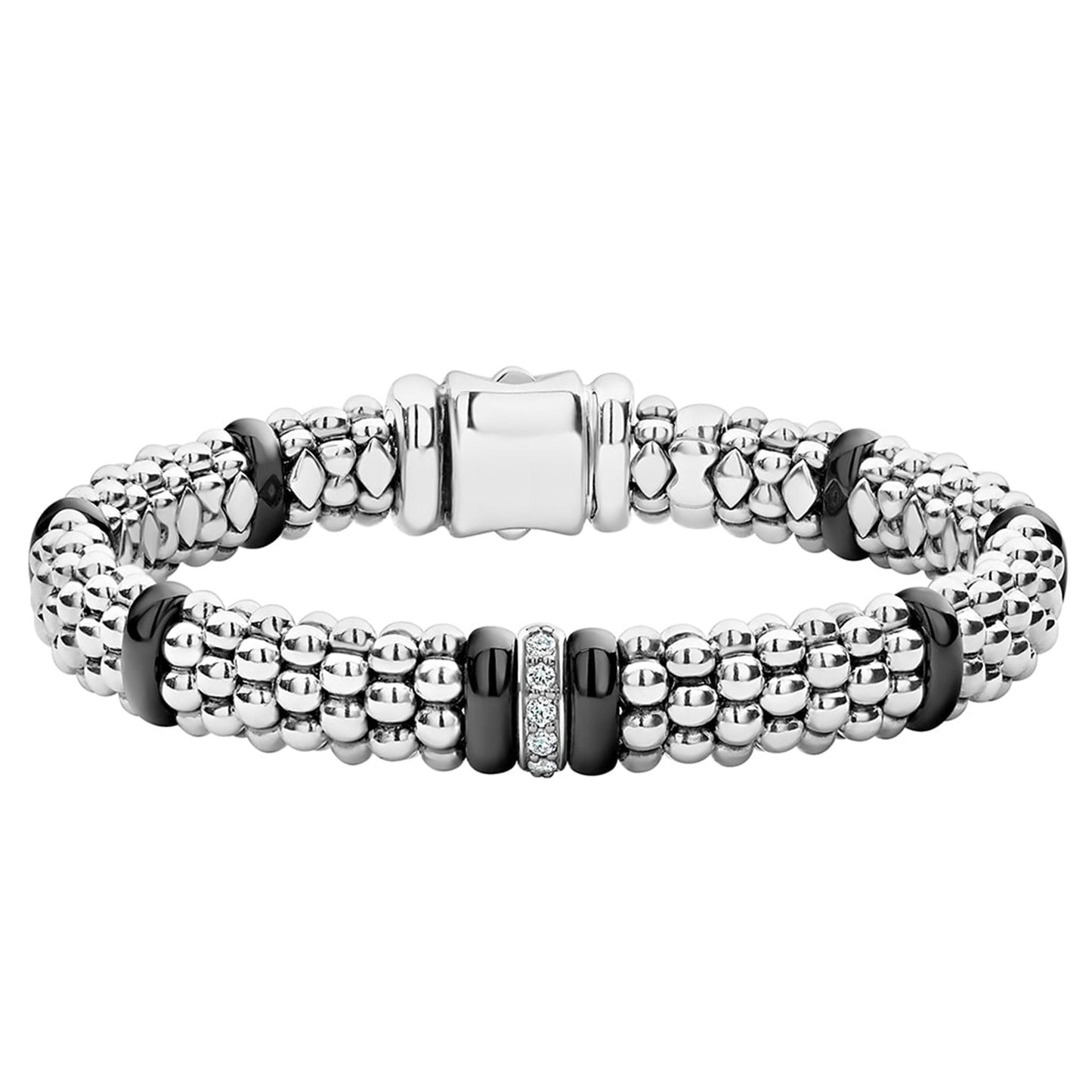Lagos Black Single Station Diamond Caviar Bracelet