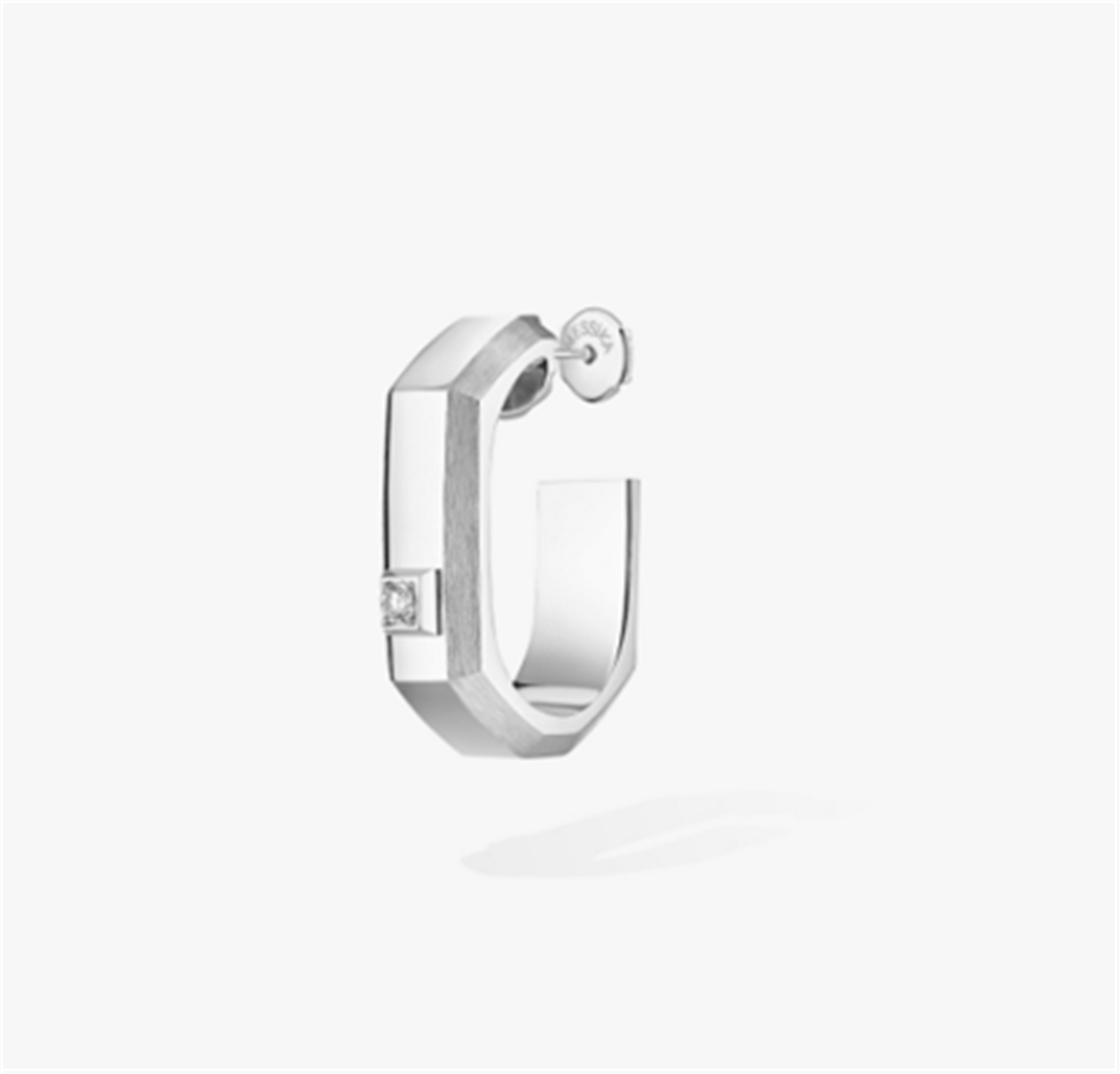 Messika Moderniste Single Hoop Diamond Earring, Medium in 18k White Gold