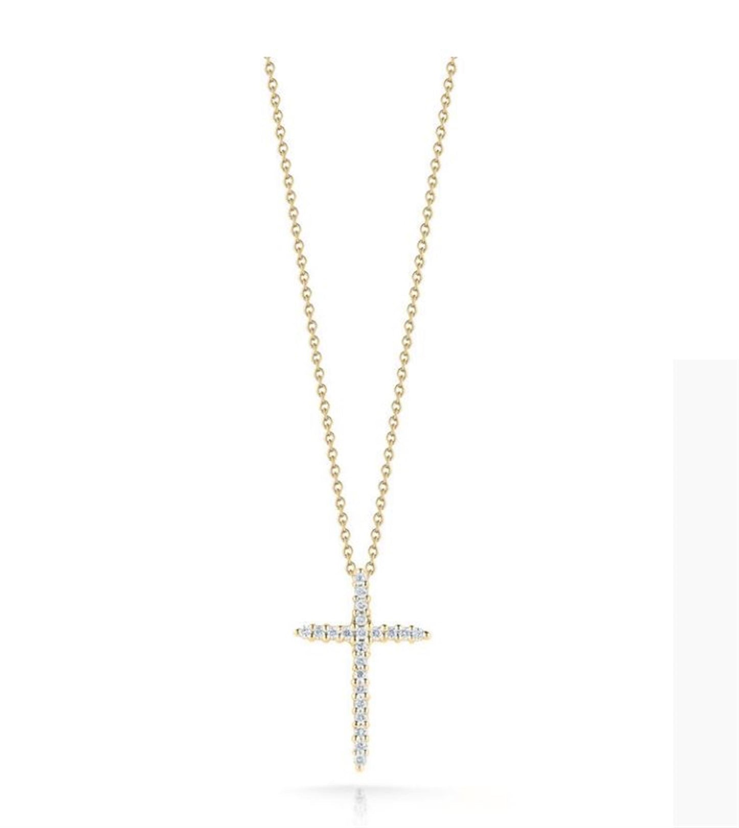 Roberto Coin Sliver Cross in 18k Yellow Gold & 1/10ct Diamonds