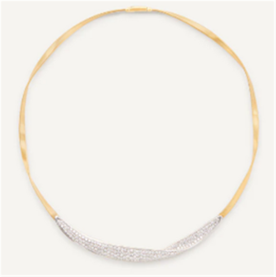 Marco Bicego Marrakech Diamond Pave Crossover Necklace in 18k Gold