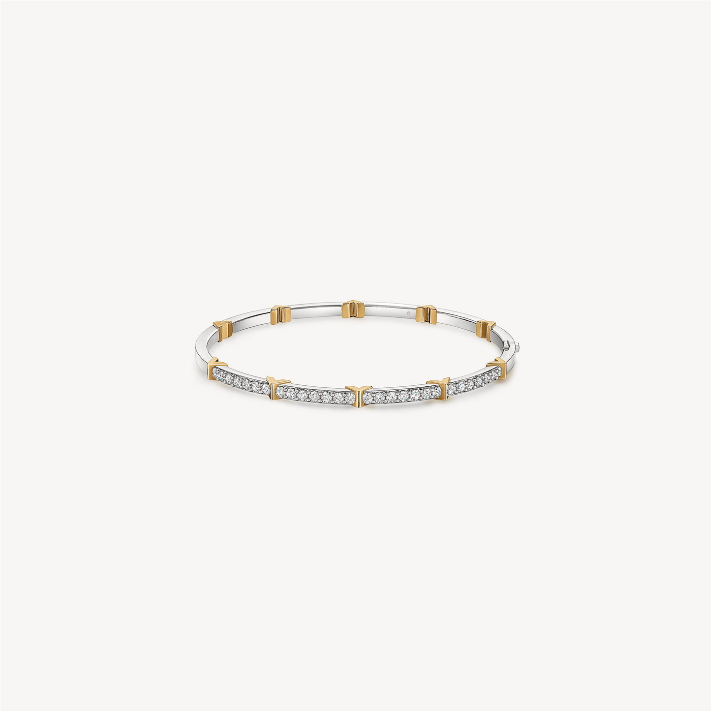 Hearts On Fire Copley Half Pave Diamond Bangle in Two-Tone 18k Gold