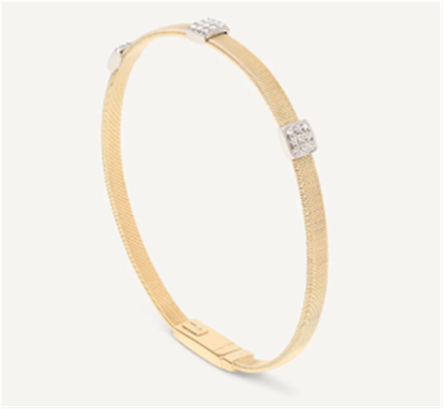 Marco Bicego Stackable Bracelet w/ 3 Diamond Stations in 18k Two-Tone Gold