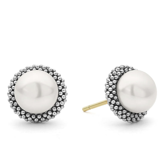 Lagos Caviar Pearl Stud Earrings in Sterling Silver