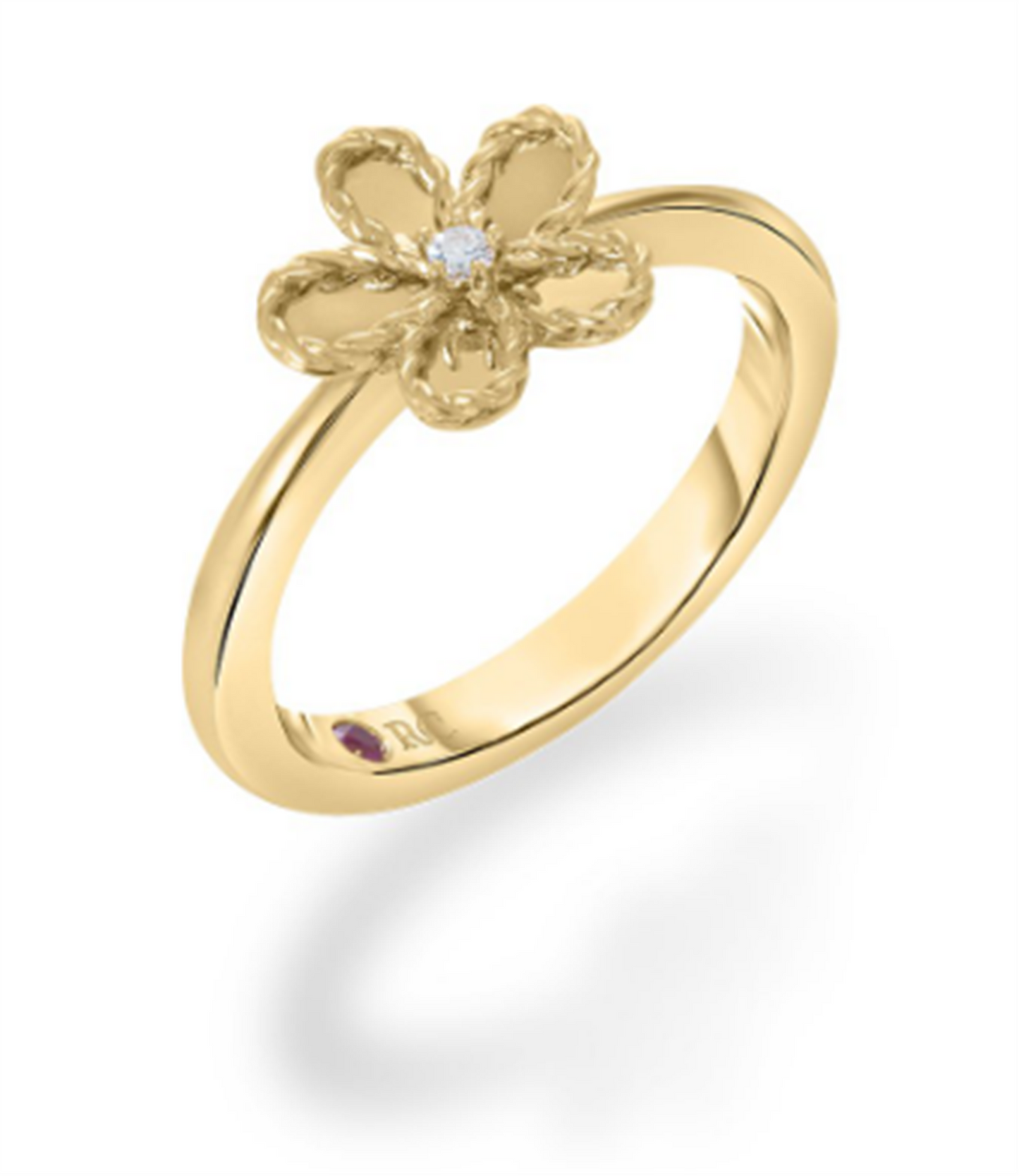 Roberto Coin Jasmine Diamond & Polished Finish Small Flower Ring in 18k Gold