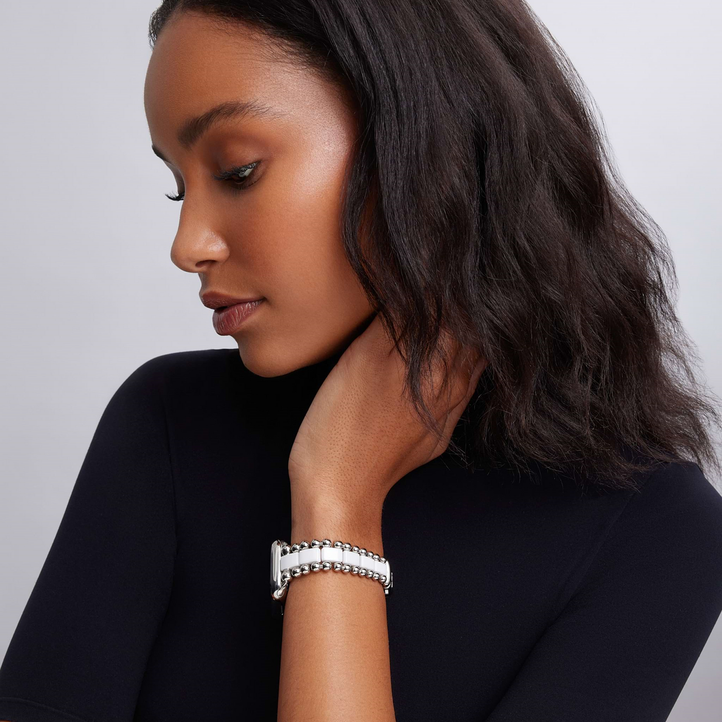 Lagos White Ceramic and Stainless Steel Watch Bracelet - 38-45mm