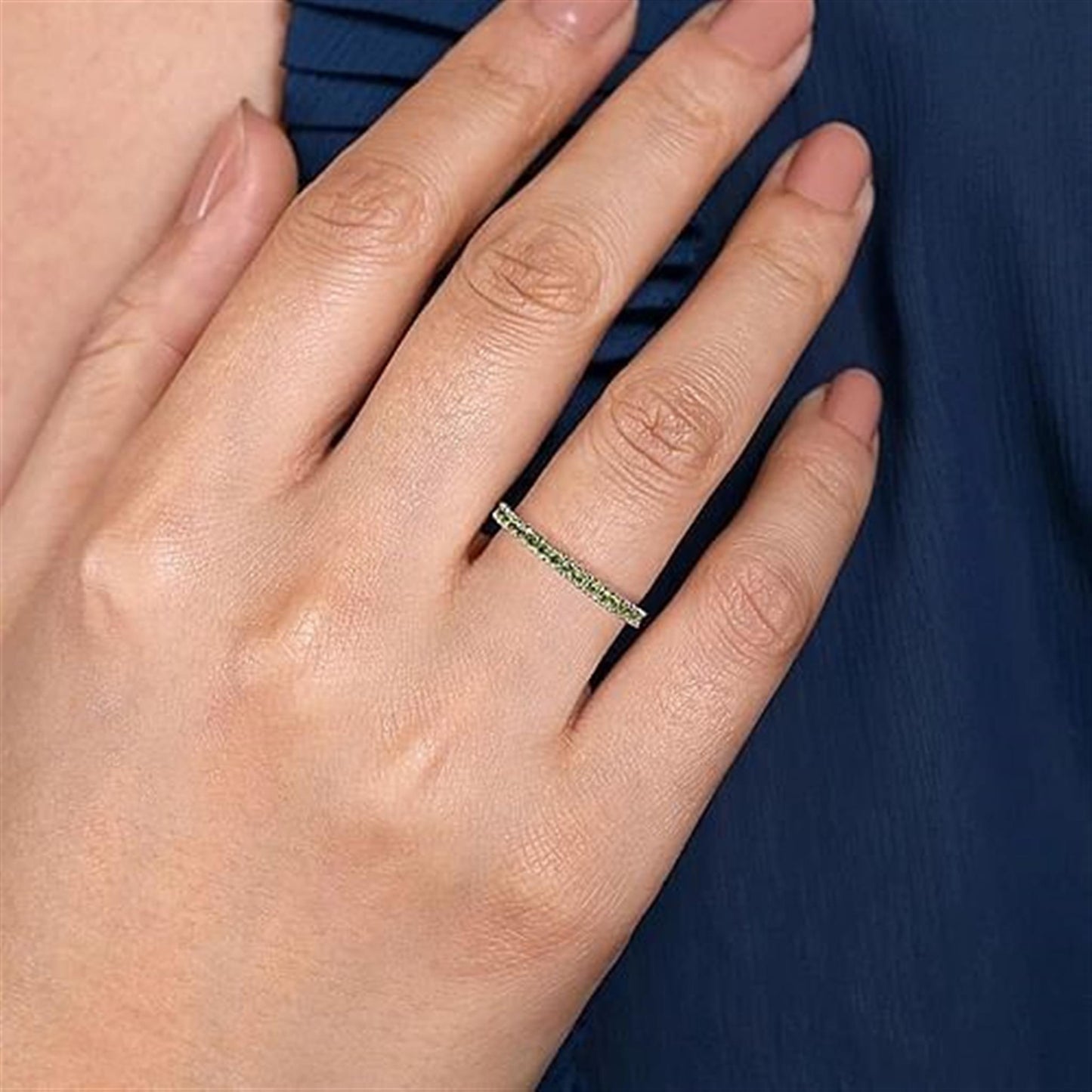 14K White Gold & Peridot Stackable Ring