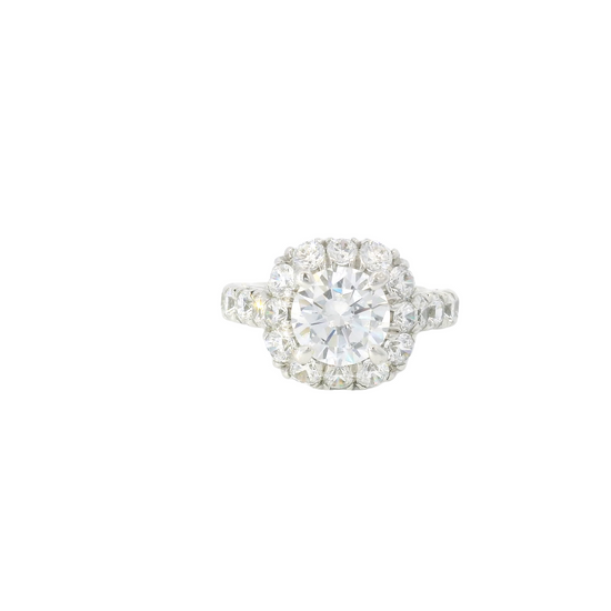 Gabriel & Co. Round Center with Cushion Diamond Halo & Sides Engagement Ring Setting