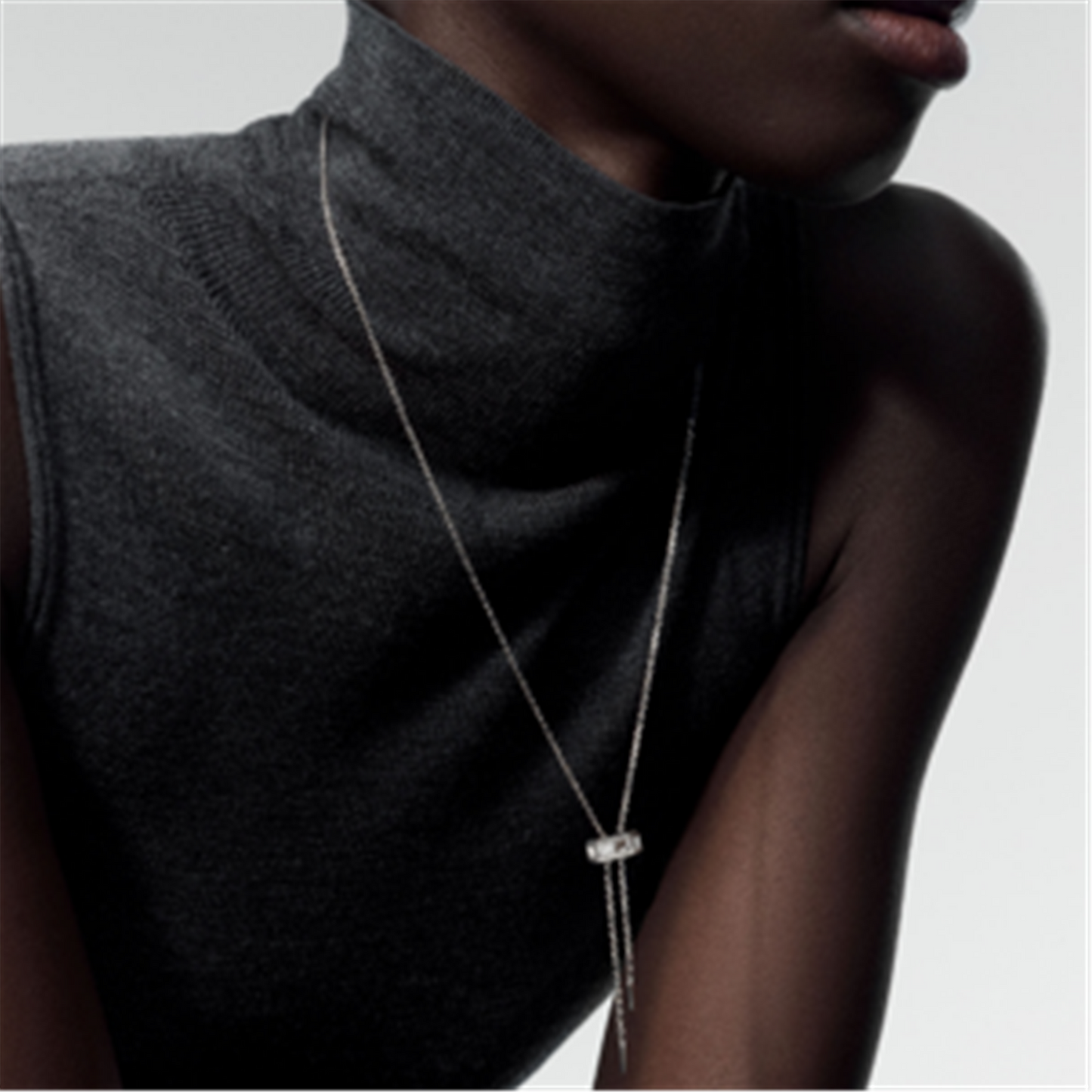 Messika Moderniste Tie Necklace w/ Diamonds in 18k White Gold