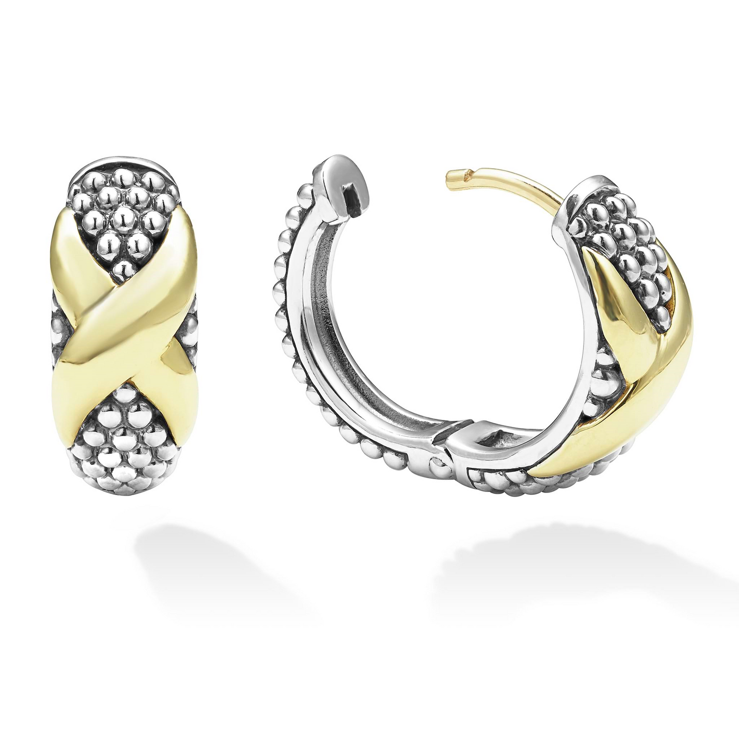 Lagos Two-Tone X Huggie Earrings