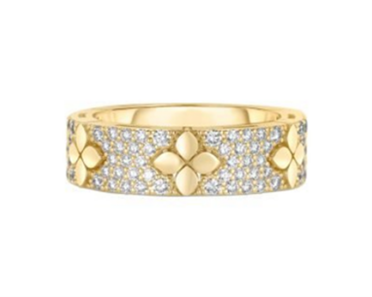 Roberto Coin Love In Verona Pave Diamond & Polished Flower Ring in 18k Gold