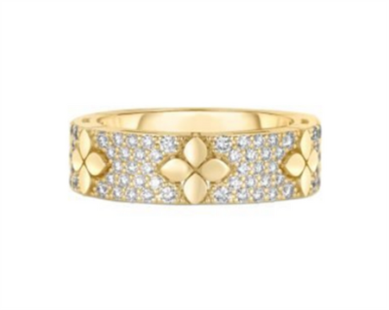Roberto Coin Love In Verona Pave Diamond & Polished Flower Ring in 18k Gold