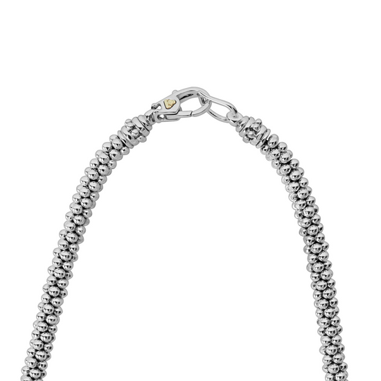 Lagos Caviar 16" Diamond Necklace in Sterling Silver and 18k Gold - 5mm