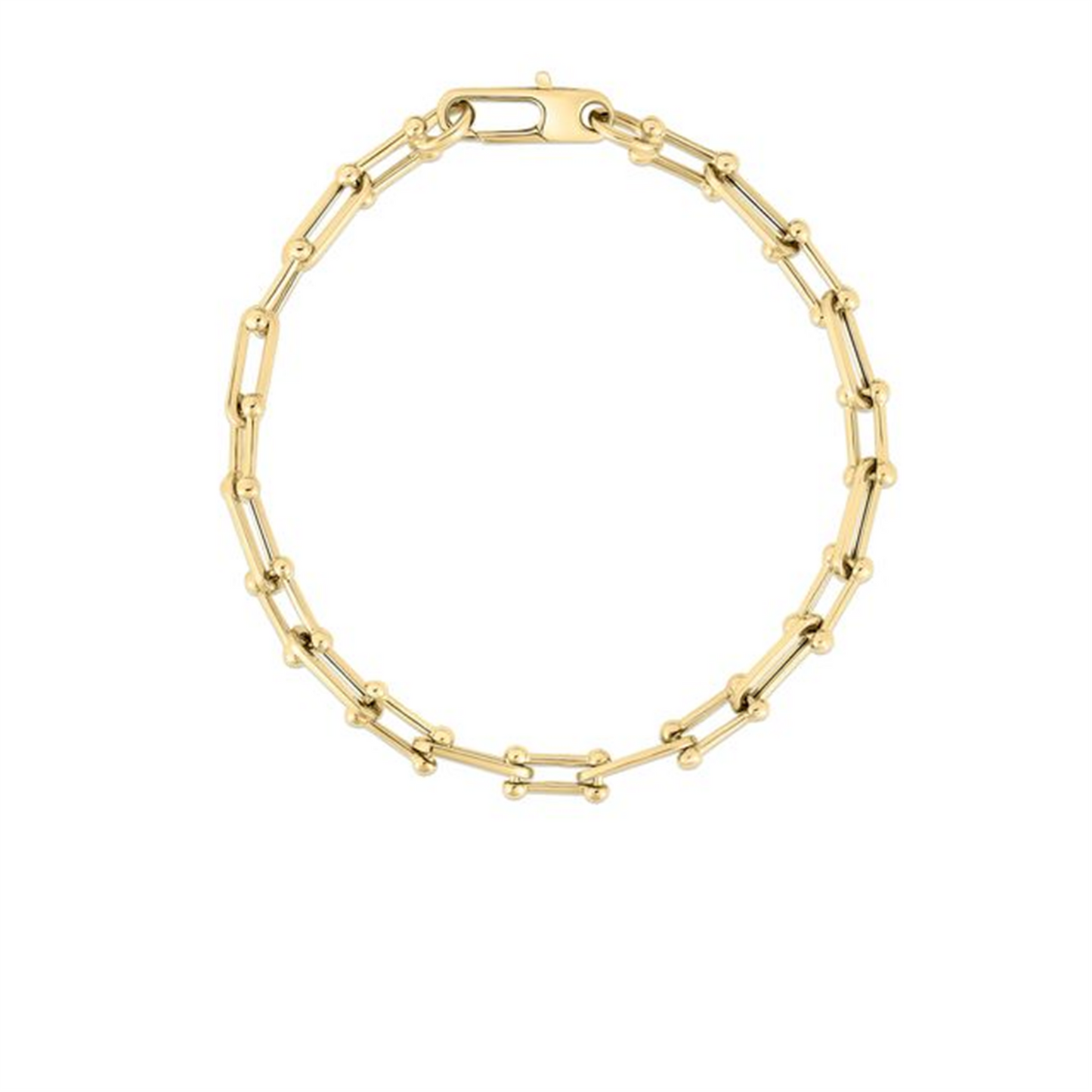 Roberto Coin Alternating Beaded End & Paperclip Necklace in 18k Gold -  7.5"