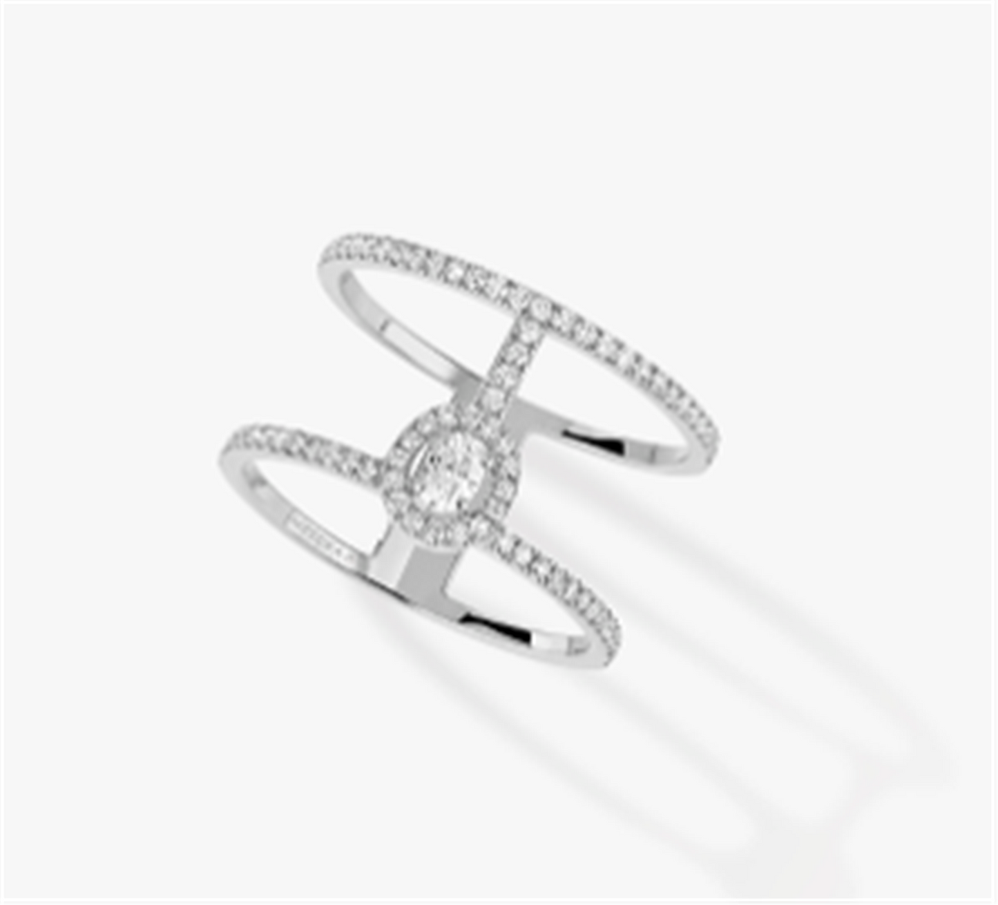 Messika Glam'azone Pavé 2 Rows Diamond Ring in 18k White Gold