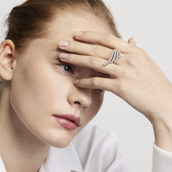 Hearts of Fire Vela French Cut Diamond Pave Cocktail Ring in 18k White Gold