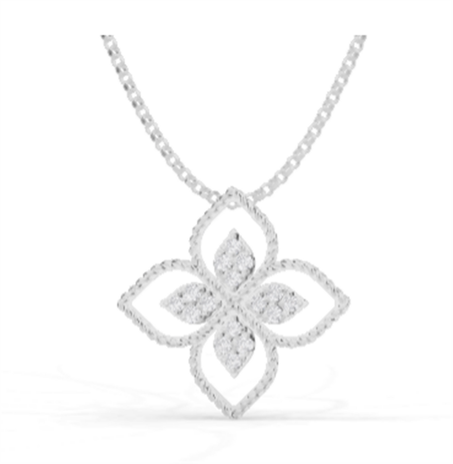 Roberto Coin Gold Large Diamond Principessa Flower Necklace