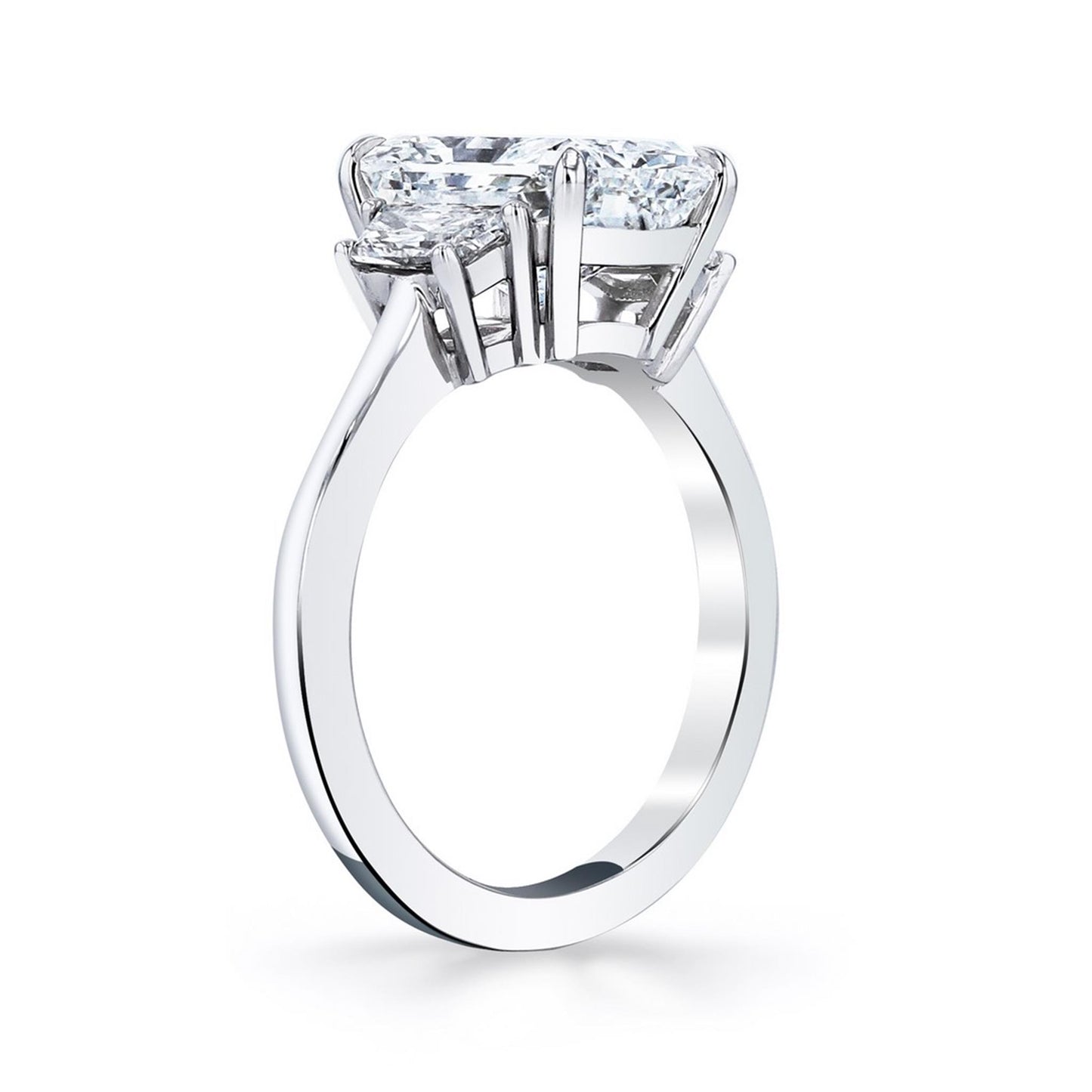 Joshua J Platinum 5ct Radiant-Cut Three Stone Ring