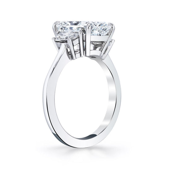 Joshua J Platinum 5ct Radiant-Cut Three Stone Ring