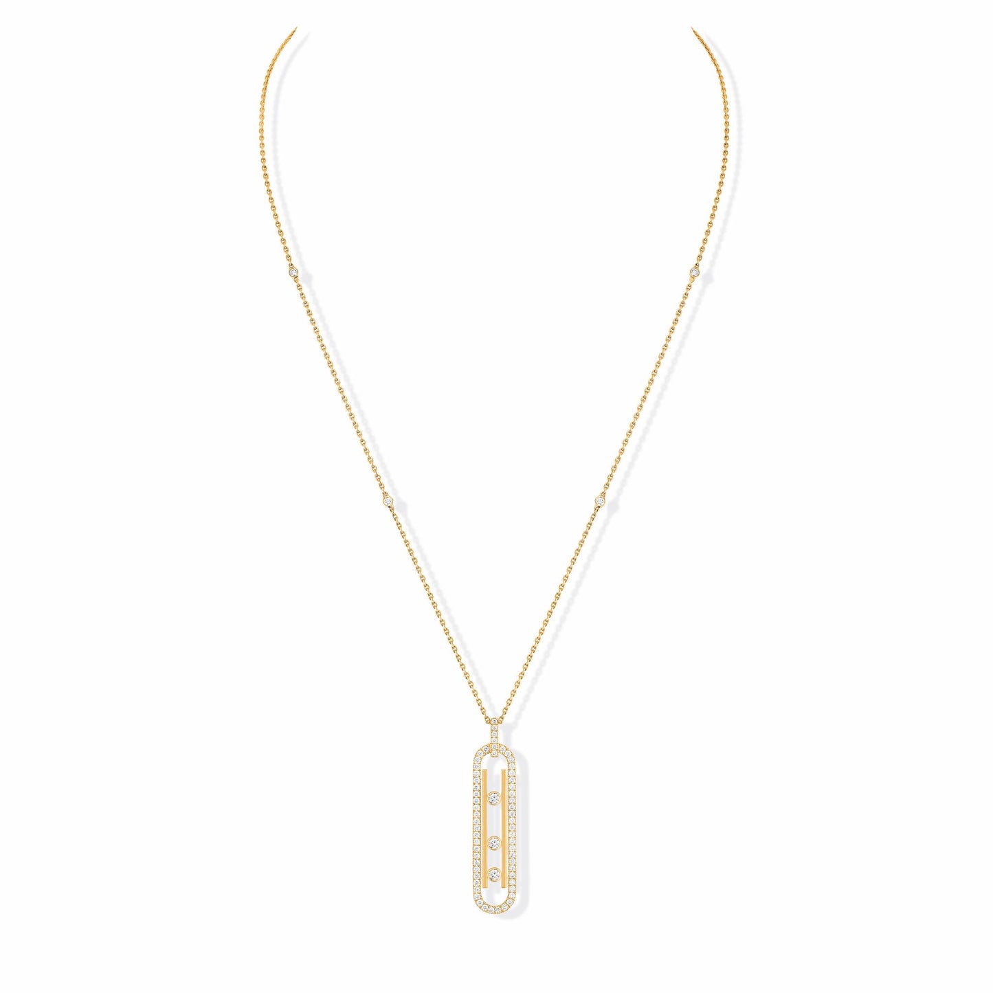 Messika Move 10th Diamond Pave Necklace in 18k Yellow Gold, Small