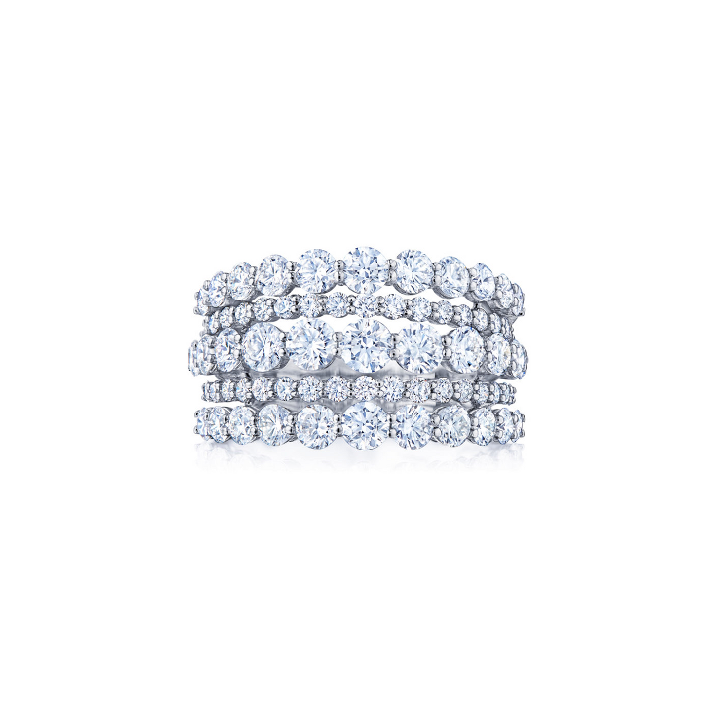 Kwiat 18k White Gold Lyric Five-Row Ring with Diamonds