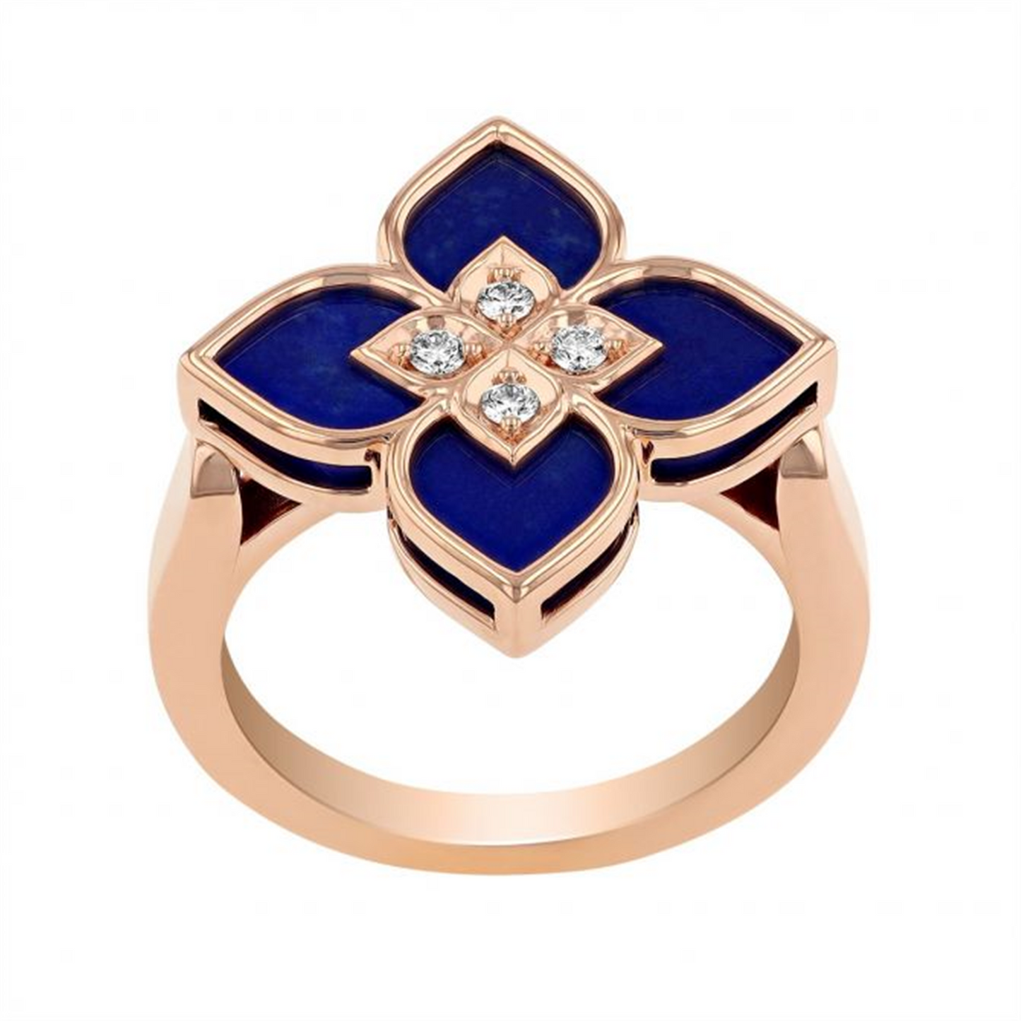 Roberto Coin Venetian Princess Lapis & Diamond Flower Ring in Rose Gold