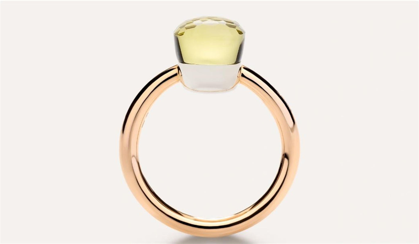 Pomellato Nudo Petit Lemon Quartz Ring in 18k Rose Gold