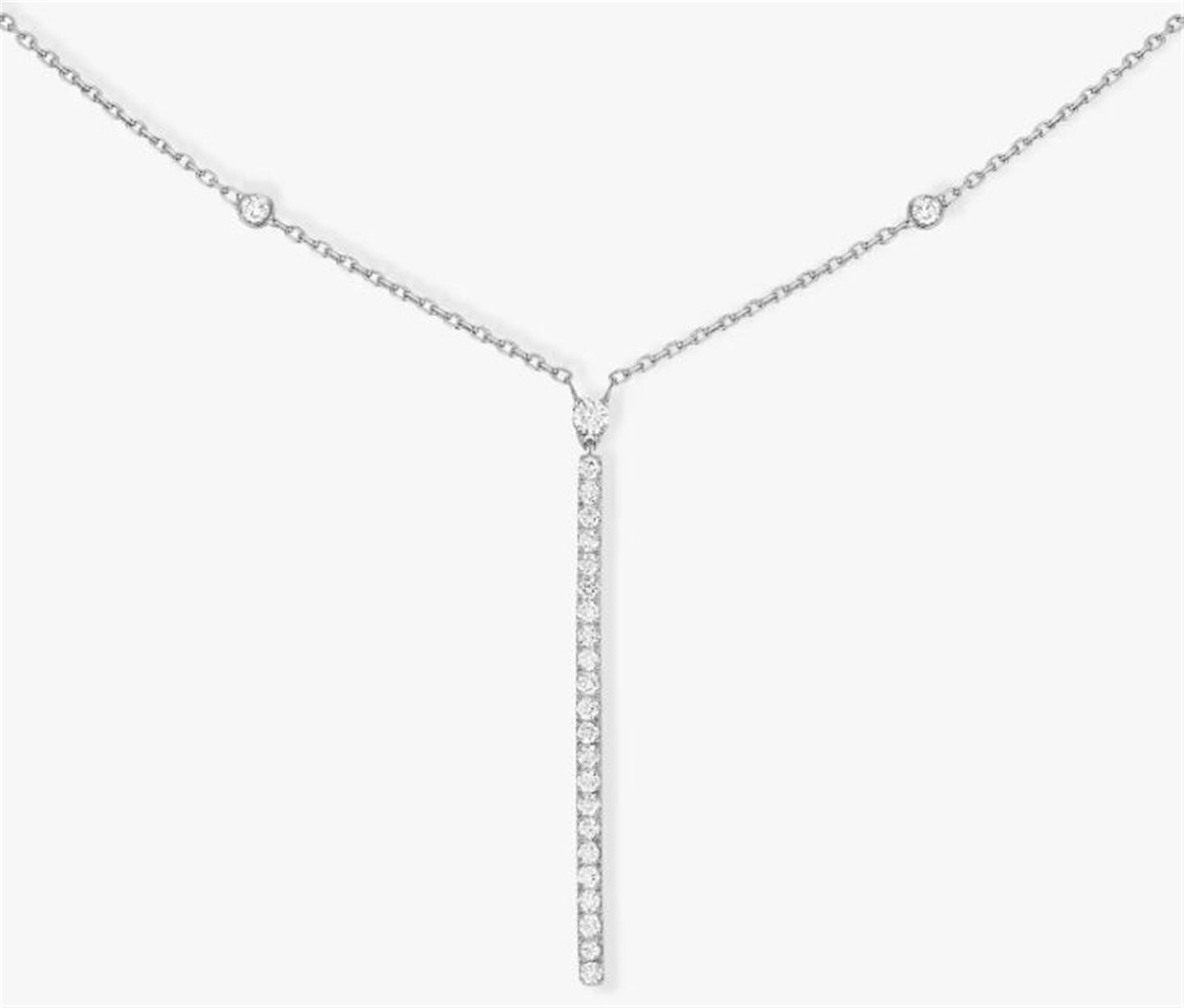 Messika Gatsby Vertical Bar Necklace in 18k White Gold & 0.38ct Diamonds