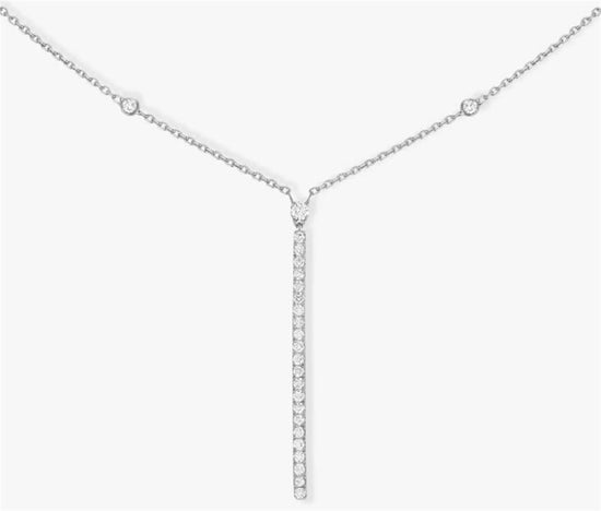 Messika Gatsby Vertical Bar Necklace in 18k White Gold & 0.38ct Diamonds