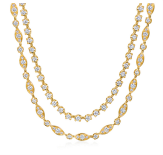 Kwiat Starry Night Double Line Diamond Necklace in 18k Yellow Gold