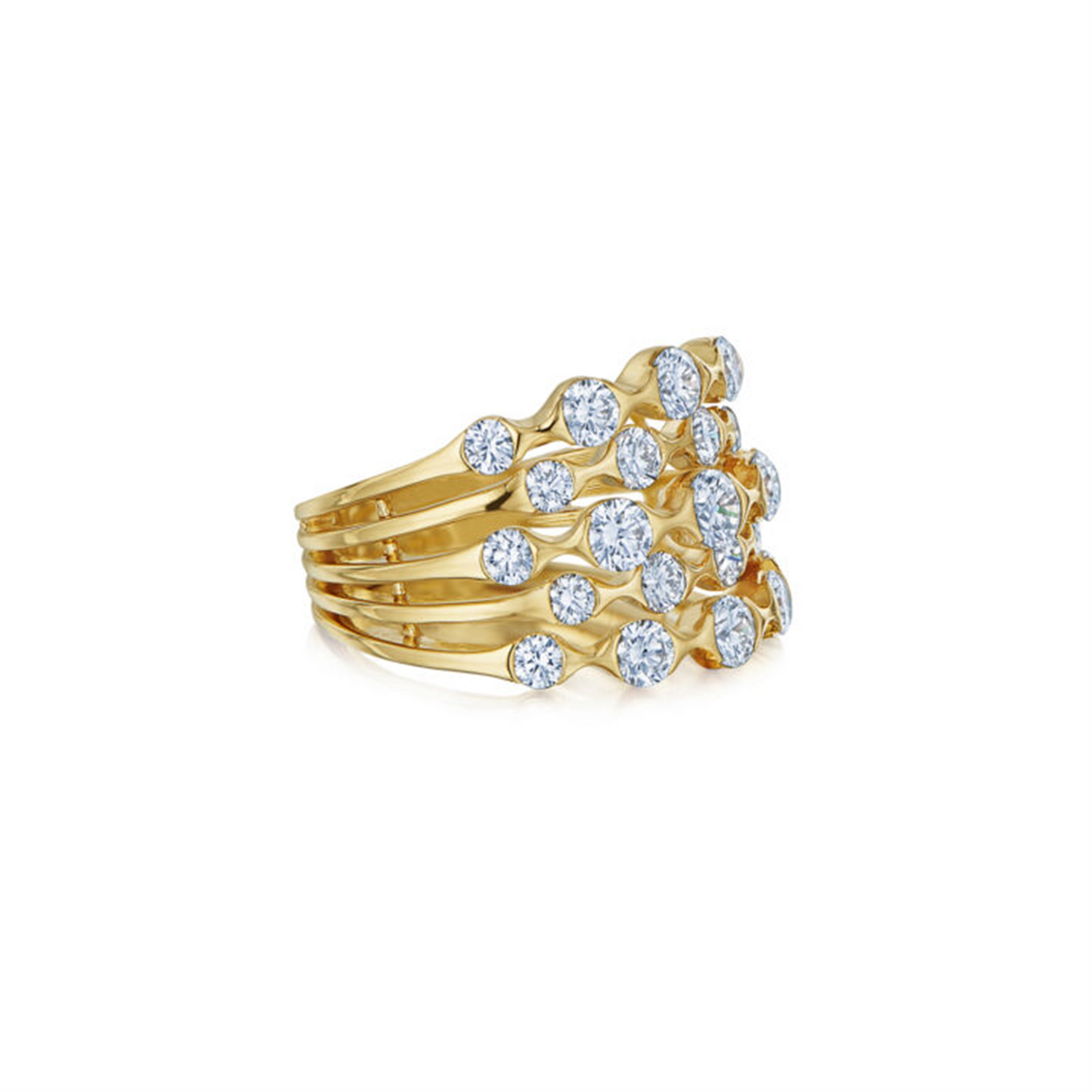 Kwiat Zen Five-Row Ring with Diamonds in 18k Gold