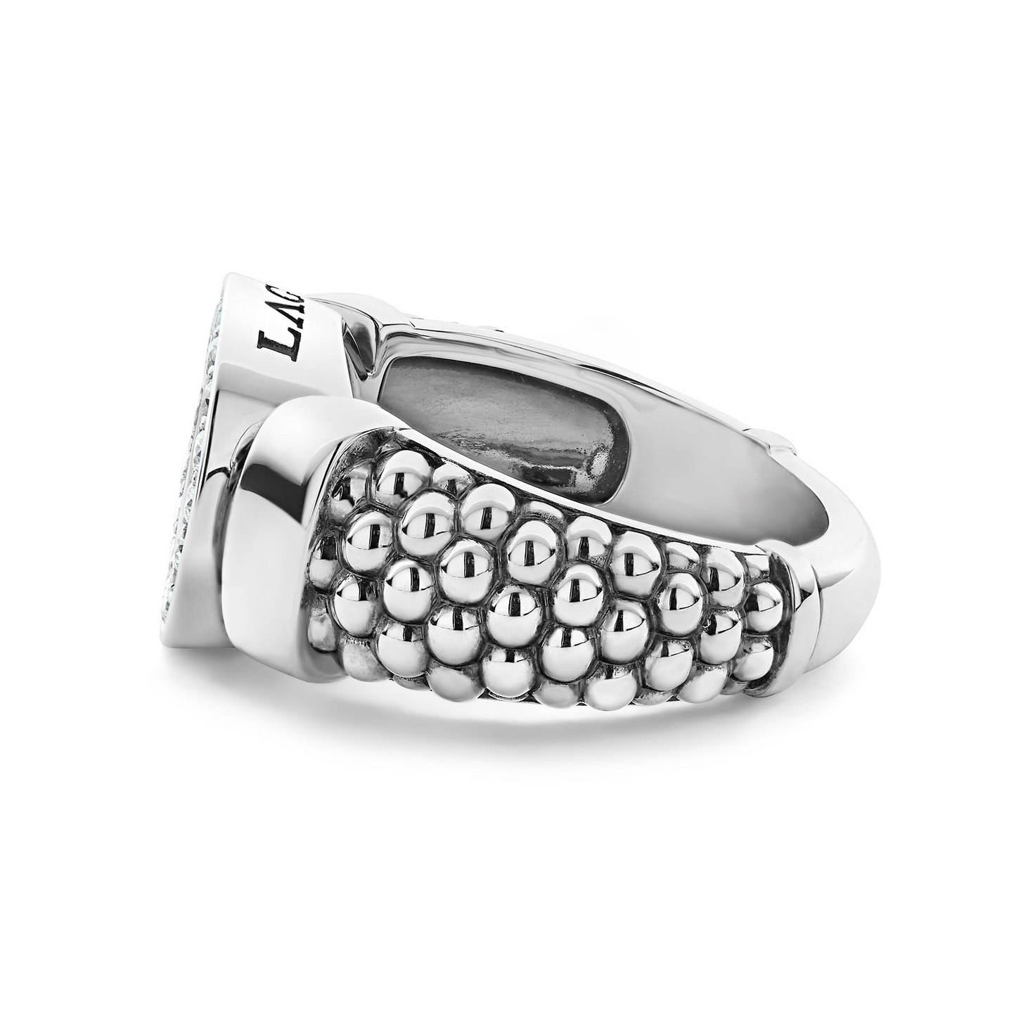 Lagos Diamond Circle Caviar Ring in Sterling Silver