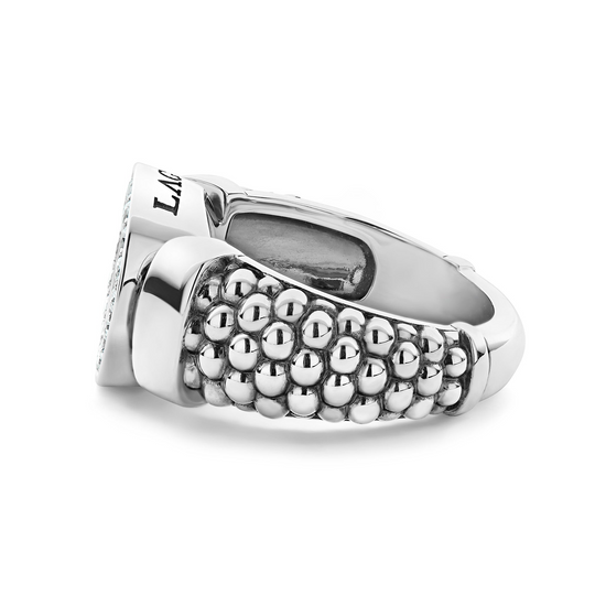 Lagos Diamond Circle Caviar Ring in Sterling Silver