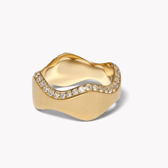 Jamie Turner Double Curve Diamond Ring in 18k Yellow Gold